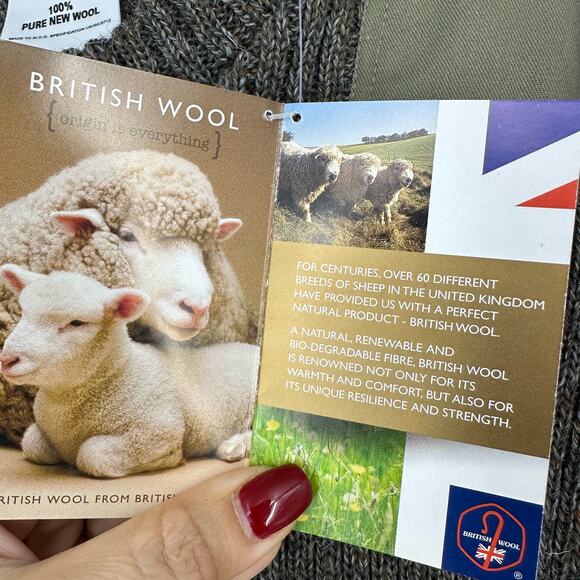 British Wool Mens L Pure Wool Sweater Slim Fit Green Ribbed Knit Crew Neck - Picture 5 of 12